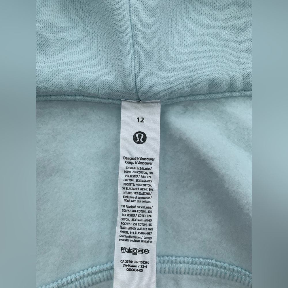 Lululemon Womens Size 12 Scuba Full-Zip Hoodie in Powder Blue Activewear Jacket - Picture 3 of 14